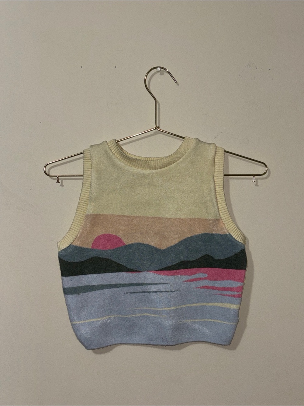 debut Pastel Landscape Knit Tank - Yellow, Pink, Blue